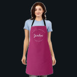 Custom Name Grill Master Established year Pink Apron<br><div class="desc">Lots of talent coming out of that kitchen. Encourage the chef,  the Grill Master in your life to keep the yummy food coming with this personalised,  modern,  and unique apron. Customise the words and established the year as you need. Pink with white type.

Makes for a great gift.</div>