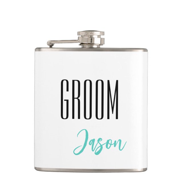 Custom Name Groom Flask (Front)