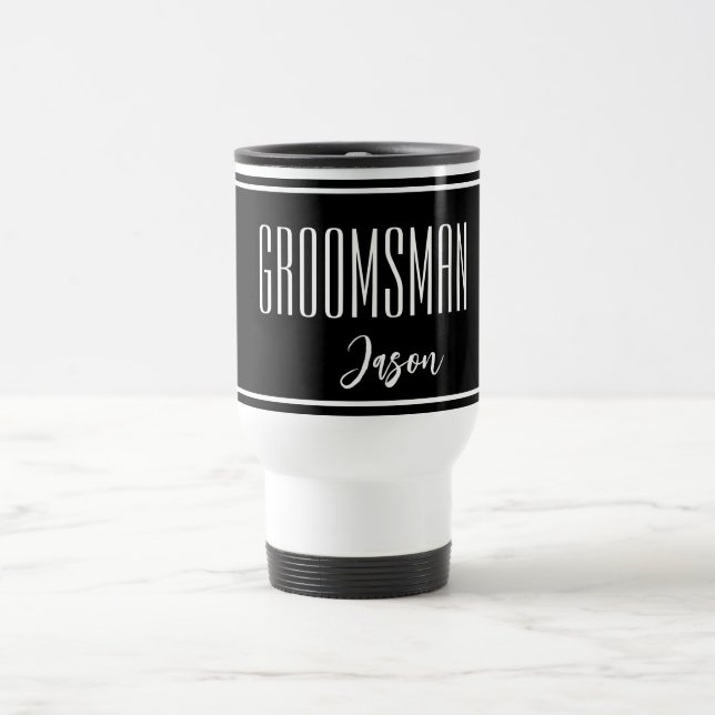 Custom Name Groomsman Travel Mug (Center)
