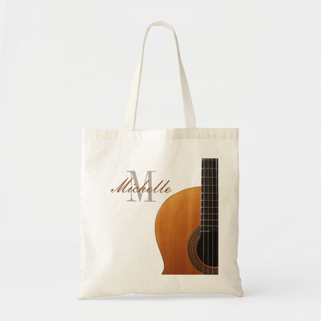 Custom name guitar teacher and student tote bag (Front)