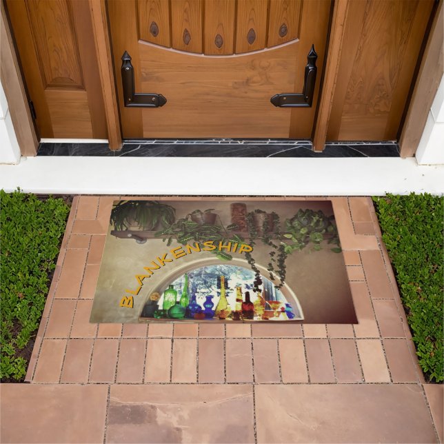 Custom Name Half Moon Window Plants Welcome  Doormat (Outdoor)