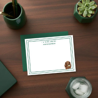 Custom Name Hand Drawn Dachshund Martini Flat Card