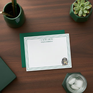 Custom Name Hand Drawn Dachshund Martini Flat Card