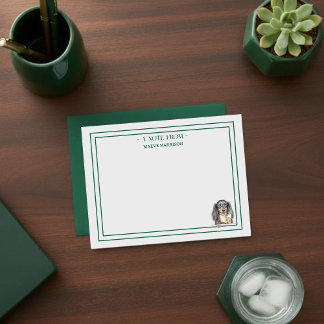 Custom Name Hand Drawn Dachshund Reading Card