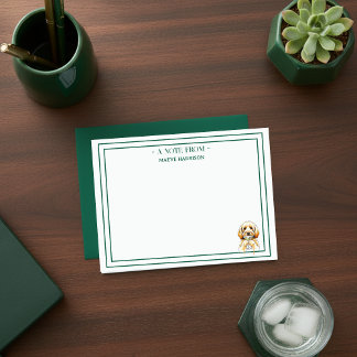 Custom Name Hand Drawn Golden Doodle Martini Flat Card