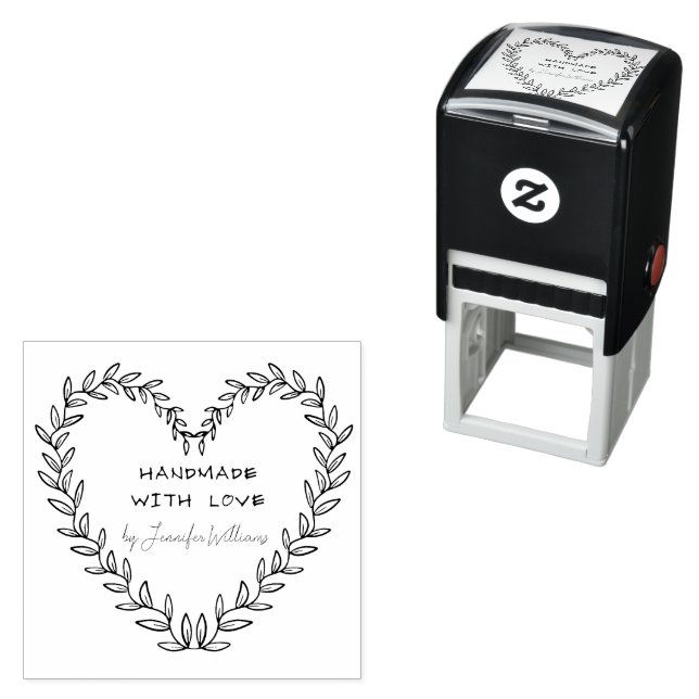 Custom Name Handmade with Love Modern Rustic DIY Self-inking Stamp (In Situ)