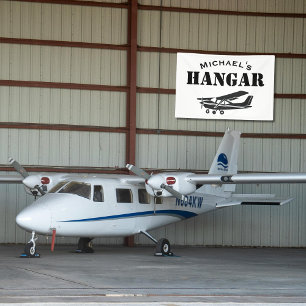 Custom Name Hangar Cessna Aeroplane Pilot Aviation Banner