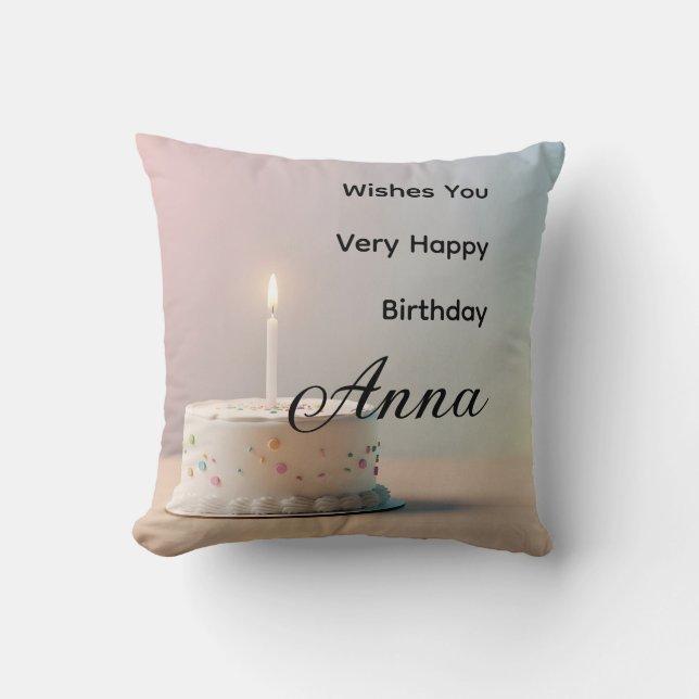 Custom name Happy Birthday  Cushion (Front)