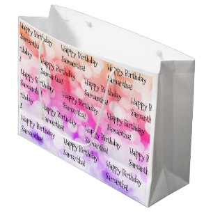 Custom Name Happy Birthday Fun Colourful Bright  M Large Gift Bag