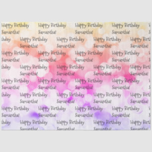 Custom Name Happy Birthday Fun Colourful Bright Tissue Paper