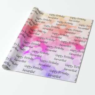Custom Name Happy Birthday Fun Colourful Bright Wrapping Paper