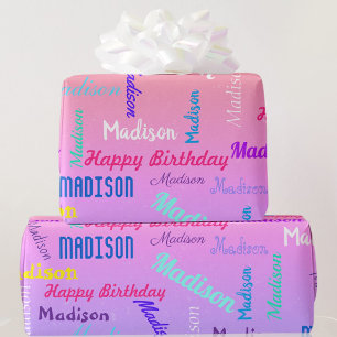 Custom NAME Happy Birthday Girl's Gift  Wrapping P Paper