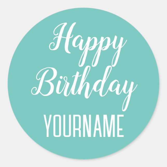 Custom NAME Happy Birthday Party Classic Round Sticker (Front)