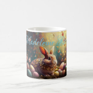 Custom Name Happy Easter Bunny with Easter eggs Coffee Mug