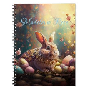 Custom Name Happy Easter Bunny with Easter eggs Notebook