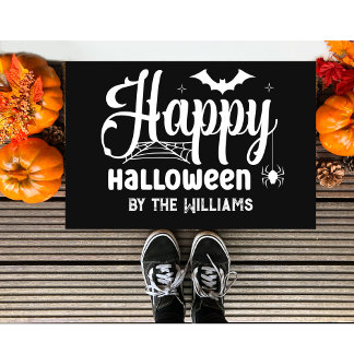 Custom name Happy Halloween Doormat