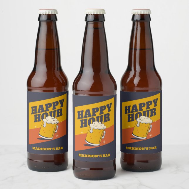Custom Name Happy Hour Beer Bottle Label (Bottles)