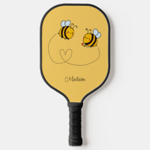 Custom Name Happy Love Bees Pickleball Paddle