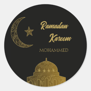 Custom name Happy Ramadan Kareem 2025 Classic Round Sticker