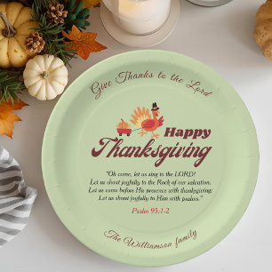 Custom Name   Happy Thanksgiving with Bible Verse  Paper Plate