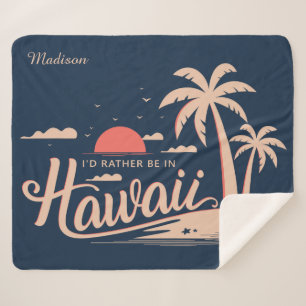 Custom name Hawaii Sherpa Blanket
