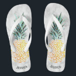 Custom Name Hawaiian Marble Pineapple Bridesmaid Thongs<br><div class="desc">Personalised Name Hawaiian Marble Pineapple Bridesmaid Gifts Flip Flops.</div>