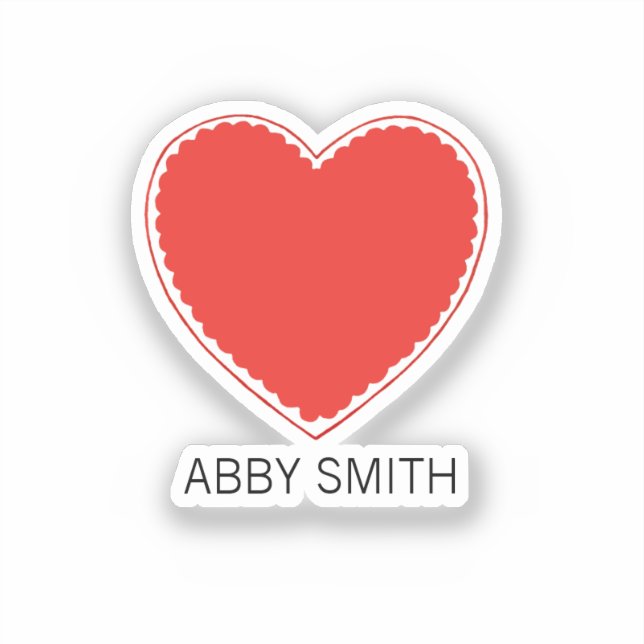 Custom Name Heart Kid Water Bottle Vinyl (Front)