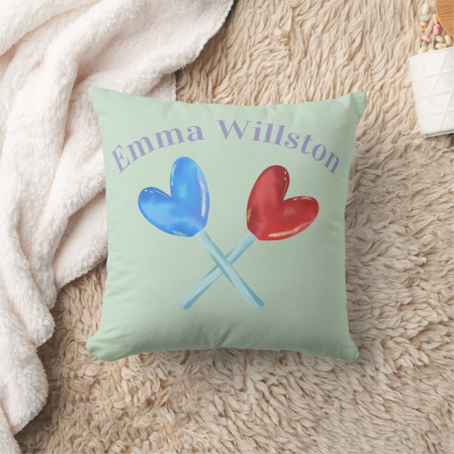 Custom Name Heart Lollipop Cushion (Blanket)