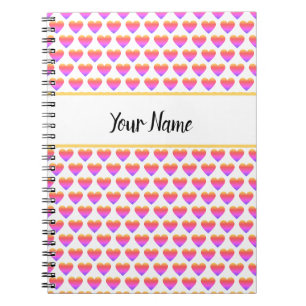 Custom Name Heart Pattern Notebook