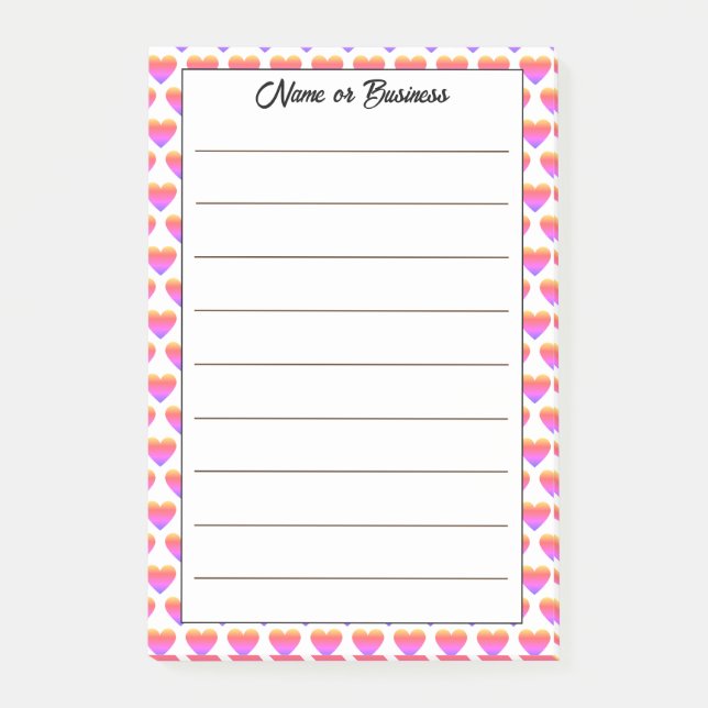 Custom Name Heart Pattern Notes (Front)