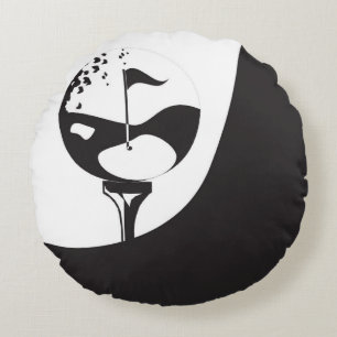 Custom Name Hello Black and White Golf  Round Cushion