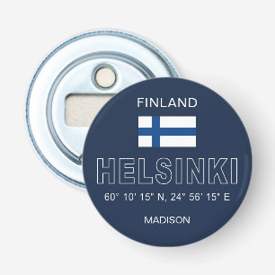 Custom Name Helsinki Coordinates Bottle Opener
