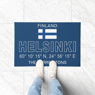 Custom Name Helsinki Coordinates Doormat