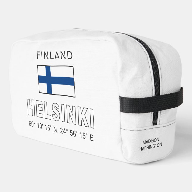 Custom Name Helsinki Coordinates Dopp Kit (Left Corner)