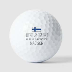 Custom Name Helsinki Coordinates Golf Balls