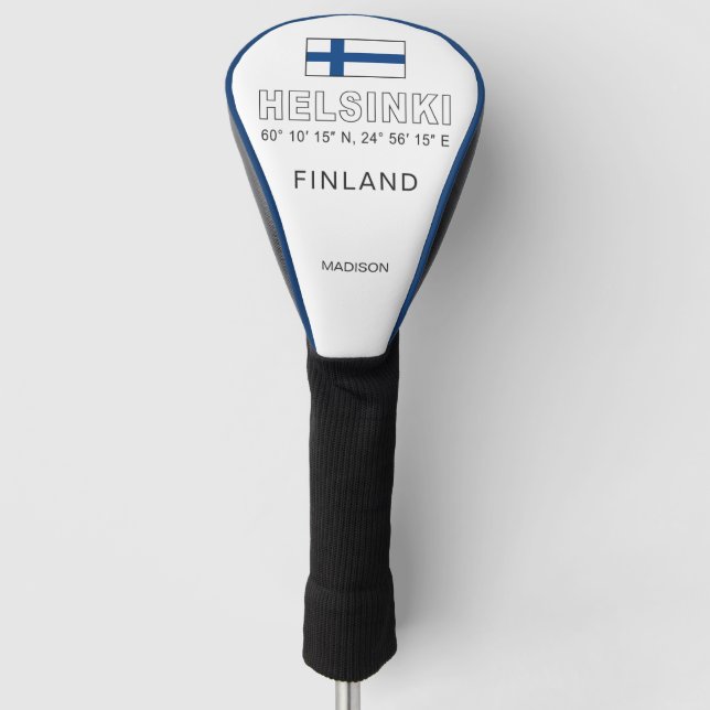 Custom Name Helsinki Coordinates Golf Head Cover (Front)