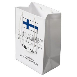 Custom Name Helsinki Coordinates Medium Gift Bag