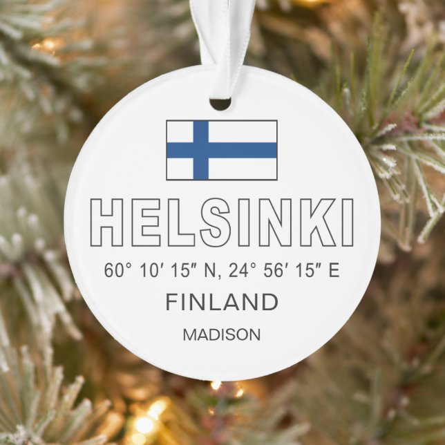 Custom Name Helsinki Coordinates Ornament (Tree)