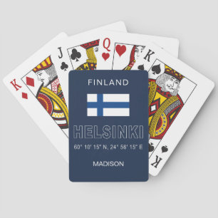 Custom Name Helsinki Coordinates Playing Cards
