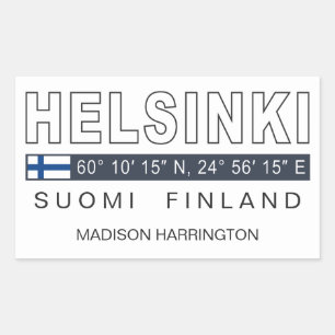 Custom Name Helsinki Coordinates Rectangular Sticker