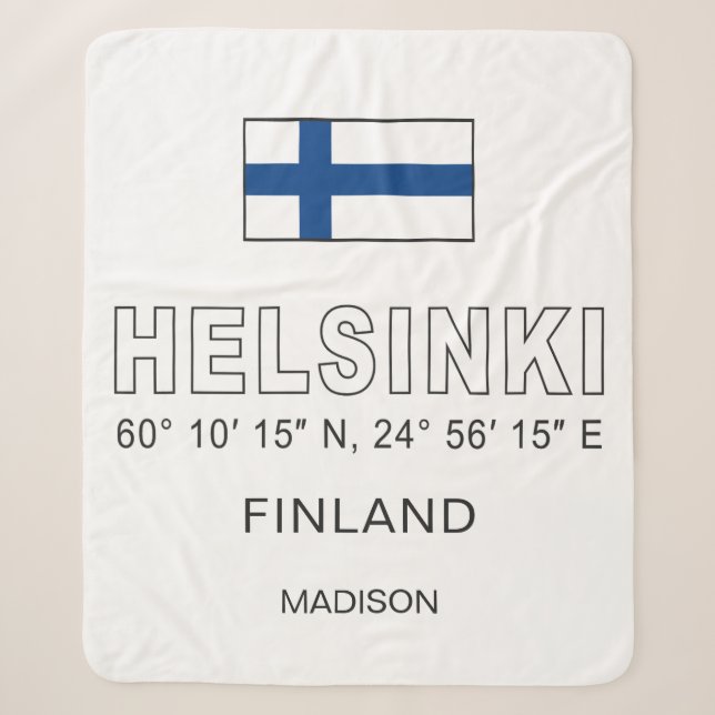 Custom Name Helsinki Coordinates Sherpa Blanket (Front)