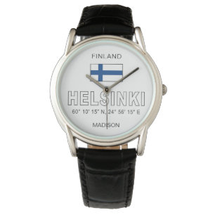 Custom Name Helsinki Coordinates Watch