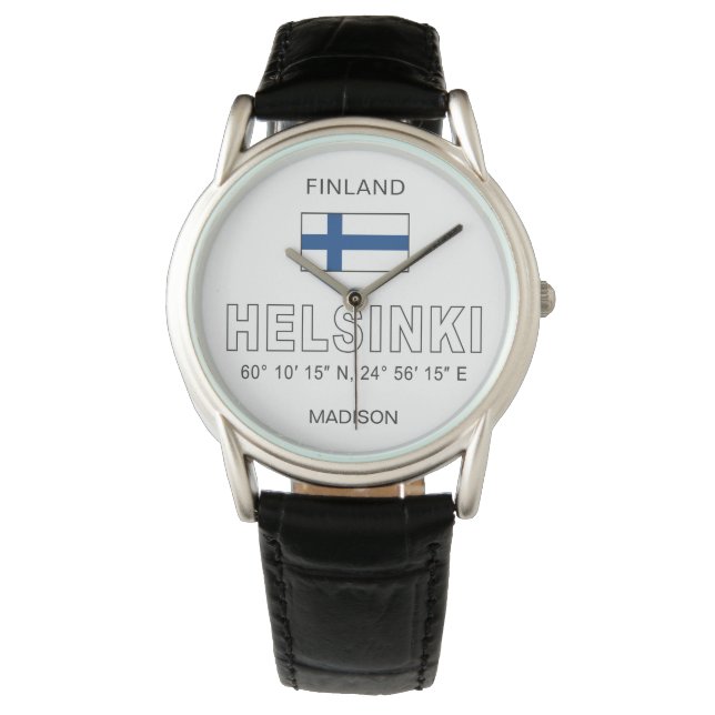 Custom Name Helsinki Coordinates Watch (Front)