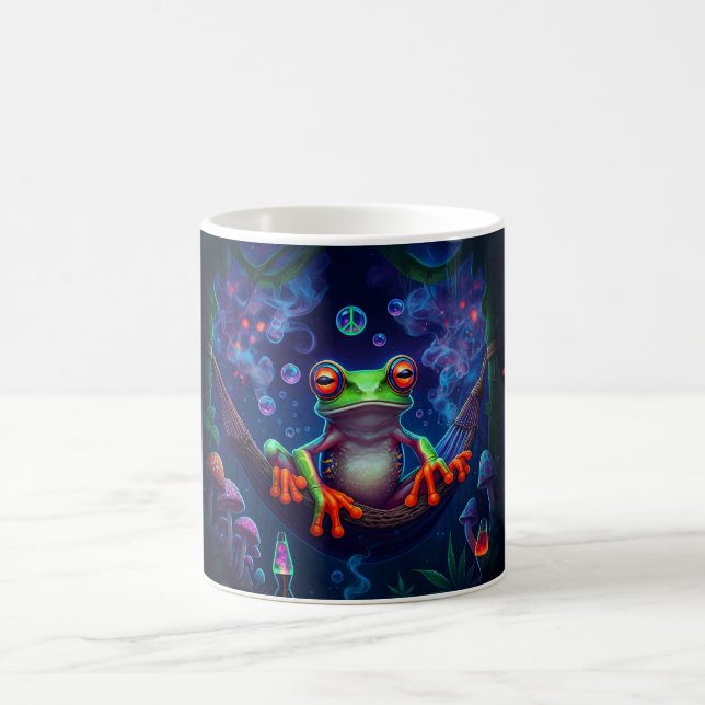 Custom name Hippie Peace Psychedelic Tree Frog  Coffee Mug (Center)