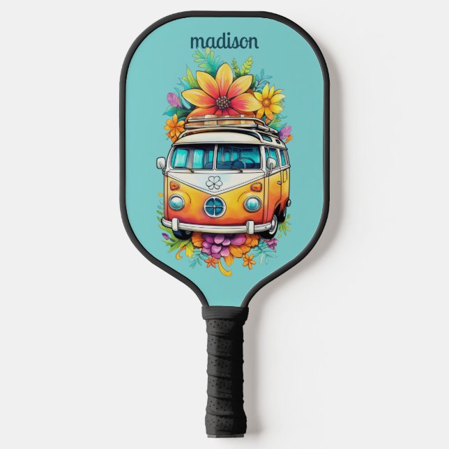 Custom Name Hippie Van Pickleball Paddle (Front)