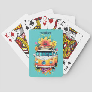 Custom Name Hippie Van Playing Cards