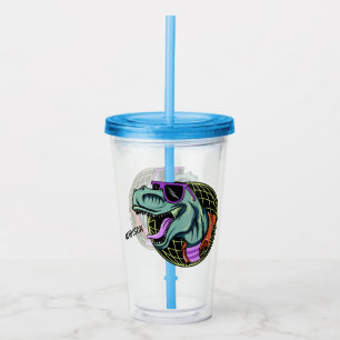 Custom name Hipster T-Rex acrylic tumblers