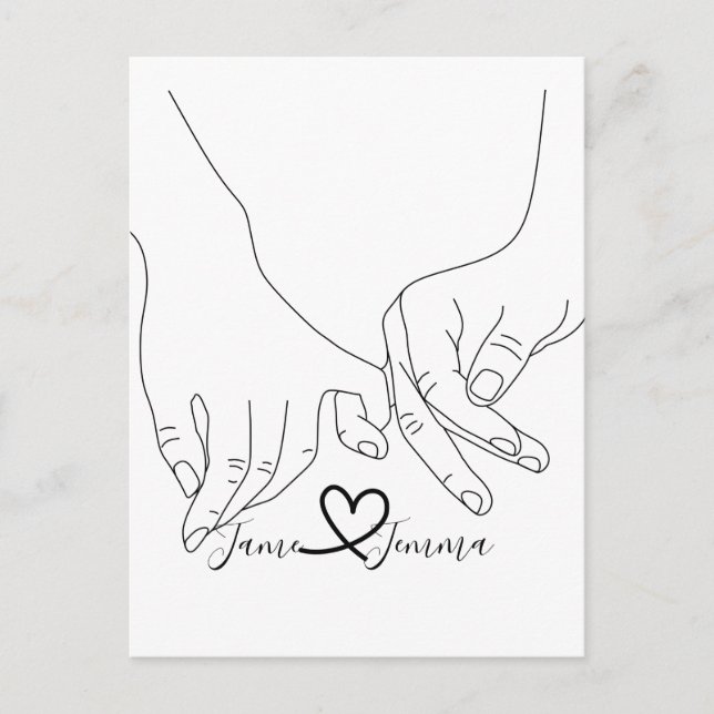Custom name Holding hand line   Postcard (Front)