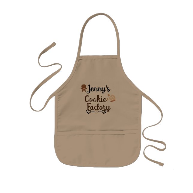 Custom Name Holiday Christmas Cookie Factory Baker Kids Apron (Front)