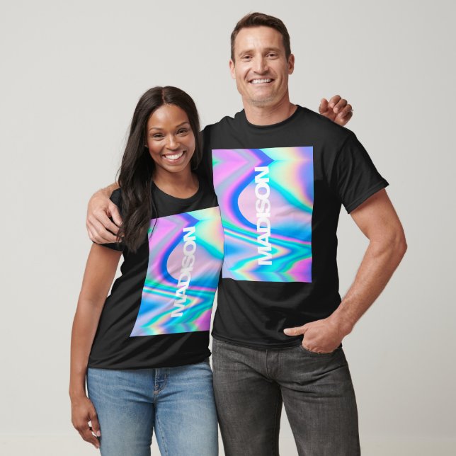 Custom Name Holographic Modern Parents Tshirts (Unisex)